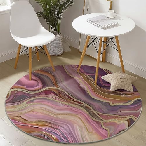Waschbare Runde Teppiche 180 cm, Abstrakt Edelstein Marmor Muster Rutschfester Runder Rugs für das Wohnzimmer, Lila Weicher Niedrigfloriger Teppich für unter den Esstisch Waschbare Runde Teppiche 180 cm, Abstrakt Edelstein Marmor Muster Rutschfester Runder Rugs für das Wohnzimmer, Lila Weicher Niedrigfloriger Teppich für unter den Esstisch von Generisch