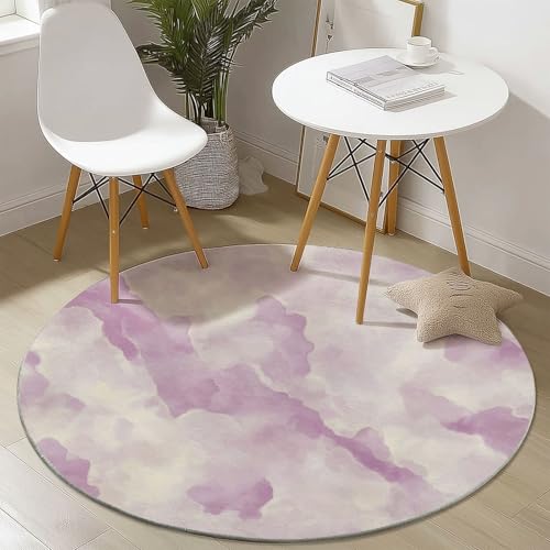 Waschbare Runde Teppiche 180 cm, Pastell Marmor Muster Rutschfester Runder Rugs für das Wohnzimmer, Lila Weicher Niedrigfloriger Teppich für unter den Esstisch Waschbare Runde Teppiche 180 cm, Pastell Marmor Muster Rutschfester Runder Rugs für das Wohnzimmer, Lila Weicher Niedrigfloriger Teppich für unter den Esstisch von Generisch