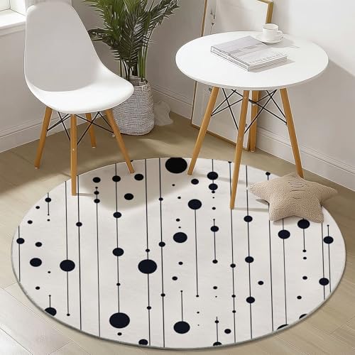 Waschbare Runde Teppiche 60 cm, Einfach Tupfen Linien Muster Rutschfester Runder Rugs für das Wohnzimmer, Beige Weicher Niedrigfloriger Teppich für unter den Esstisch Waschbare Runde Teppiche 60 cm, Einfach Tupfen Linien Muster Rutschfester Runder Rugs für das Wohnzimmer, Beige Weicher Niedrigfloriger Teppich für unter den Esstisch von Generisch