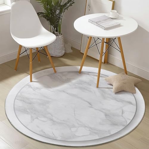Waschbare Runde Teppiche 60 cm, Kreis Marmorstruktur Muster Rutschfester Runder Rugs für das Wohnzimmer, Grau Weicher Niedrigfloriger Teppich für unter den Esstisch Waschbare Runde Teppiche 60 cm, Kreis Marmorstruktur Muster Rutschfester Runder Rugs für das Wohnzimmer, Grau Weicher Niedrigfloriger Teppich für unter den Esstisch von Generisch