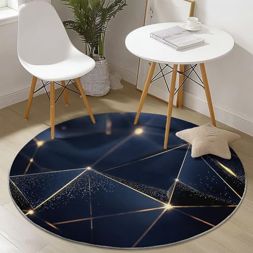 Waschbare Runde Teppiche 60 cm, Modern Dreieck Linien Muster Rutschfester Runder Rugs für das Wohnzimmer, Blau Weicher Niedrigfloriger Teppich für unter den Esstisch Waschbare Runde Teppiche 60 cm, Modern Dreieck Linien Muster Rutschfester Runder Rugs für das Wohnzimmer, Blau Weicher Niedrigfloriger Teppich für unter den Esstisch von Generisch