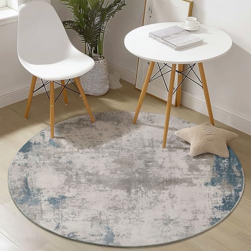 Waschbare Runde Teppiche 90 cm, Retro Abstrakt Streifen Muster Rutschfester Runder Rugs für das Wohnzimmer, Grau Weicher Niedrigfloriger Teppich für unter den Esstisch Waschbare Runde Teppiche 90 cm, Retro Abstrakt Streifen Muster Rutschfester Runder Rugs für das Wohnzimmer, Grau Weicher Niedrigfloriger Teppich für unter den Esstisch von Generisch