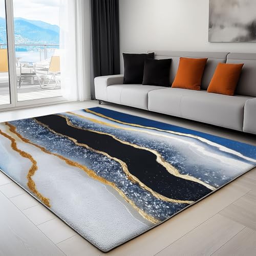 Waschbare Teppiche 60 x 90 cm für Wohnzimmer, Marmor Geode Streifen rutschfeste Teppiche fürs Schlafzimmer - Abstrakt Design Weiche Kurzflor Läufer für Büro Bad Esszimmer Spielzimmer Waschbare Teppiche 60 x 90 cm für Wohnzimmer, Marmor Geode Streifen rutschfeste Teppiche fürs Schlafzimmer - Abstrakt Design Weiche Kurzflor Läufer für Büro Bad Esszimmer Spielzimmer von Generisch