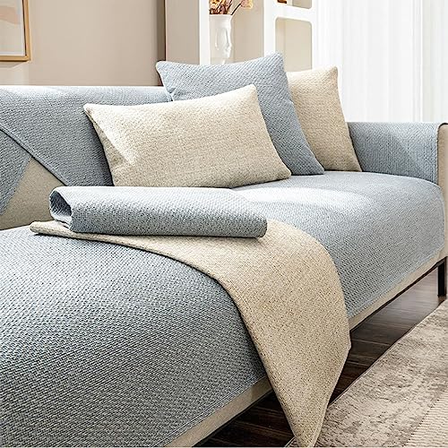Waschbarer, kratzfester Sofabezug für 3-Sitzer, links, Baumwolle und Leinen, rutschfest, schmutzabweisend, passend für Ecksofas mit 2/3/4-Sitzern, langlebiger Schutz. von Generisch