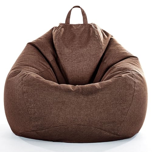 Waschbarer Leinen-Sitzsack-Stuhlbezug (Füllstoff nicht im Lieferumfang enthalten) für Wohnzimmer, Schlafzimmer, Balkon – Stilvoller brauner Pouf-Schutz, langlebiger & vielseitiger Möbelbezug von Generisch