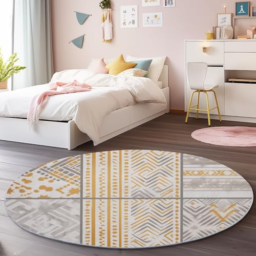 Waschbarer Runder Teppich 60 cm - Bohème Geometrisch Linien Thema Flauschig Weich Flanell Teppich für Schlafzimmer, Grau rutschfeste Runder Teppiche für den Innenbereich Waschbarer Runder Teppich 60 cm - Bohème Geometrisch Linien Thema Flauschig Weich Flanell Teppich für Schlafzimmer, Grau rutschfeste Runder Teppiche für den Innenbereich von Generisch