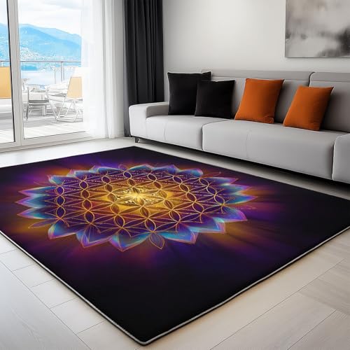 Waschbarer Rutschfester Teppich 140 x 200cm, Blume des Lebens, Leichte und Flauschig Matte, Strapazierfähig für Flur, Eingangsbereich, Wohnzimmer Kinderzimmer Teppiche Gegend Waschbarer Rutschfester Teppich 140 x 200cm, Blume des Lebens, Leichte und Flauschig Matte, Strapazierfähig für Flur, Eingangsbereich, Wohnzimmer Kinderzimmer Teppiche Gegend von Generisch