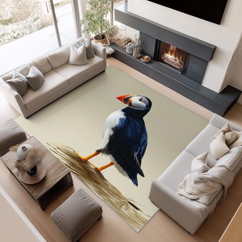Waschbarer Rutschfester Teppich 140 x 200cm, Papageientaucher Leichte und Flauschig Matte Strapazierfähig für Flur Eingangsbereich Wohnzimmer Kinderzimmer Teppiche Gegend von Generisch