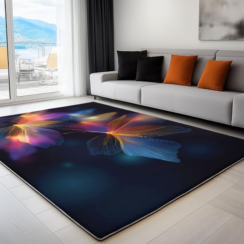 Waschbarer Rutschfester Teppich 80 x 150cm, Blumen verträumte Romantik, Leichte und Flauschig Matte, Strapazierfähig für Flur, Eingangsbereich, Wohnzimmer Kinderzimmer Teppiche Gegend von Generisch