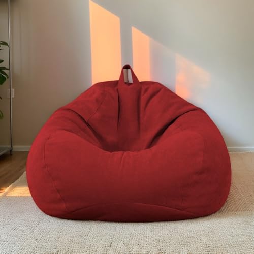 Waschbarer weicher Samt-Sitzsackbezug, dehnbarer Reißverschluss, für Erwachsene und Jugendliche, perfekt für Wohnzimmer, Schlafzimmer, Büro, Terrasse, 110 x 120 cm von Generisch