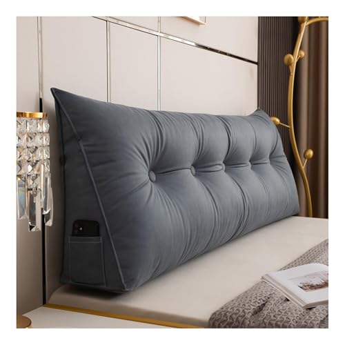 Waschbares Rückenstützkissen für Bett und Sofa, Keil-Kopfteil, abnehmbares Lesekissen mit Seitentasche, Lendenwirbelstütze, 180 x 20 x 50 cm, Grau Waschbares Rückenstützkissen für Bett und Sofa, Keil-Kopfteil, abnehmbares Lesekissen mit Seitentasche, Lendenwirbelstütze, 180 x 20 x 50 cm, Grau von Generisch