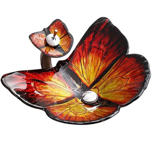 Waschbecken aus gehärtetem Glas, oberhalb der Theke, Waschbecken mit Wasserfall-Wasserhahn und Pop-Up-Ablauf-Kombination Waschbecken aus gehärtetem Glas, oberhalb der Theke, Waschbecken mit Wasserfall-Wasserhahn und Pop-Up-Ablauf-Kombination von Generisch