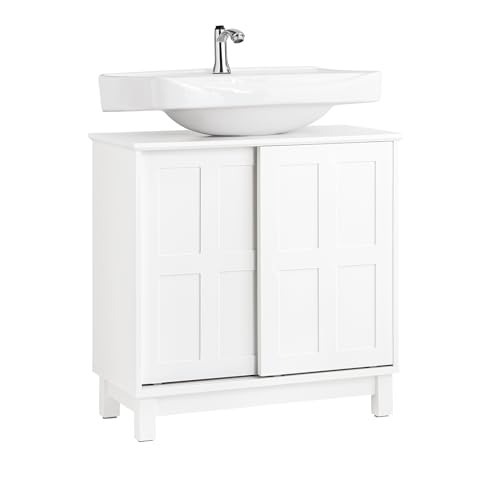 Waschbeckenunterschrank, Weiß, 2 Schiebetüren, 60 x 30 x 61 cm, elegante, platzsparende Aufbewahrungslösung, modernes Design, BZR142W Waschbeckenunterschrank, Weiß, 2 Schiebetüren, 60 x 30 x 61 cm, elegante, platzsparende Aufbewahrungslösung, modernes Design, BZR142W von Generisch