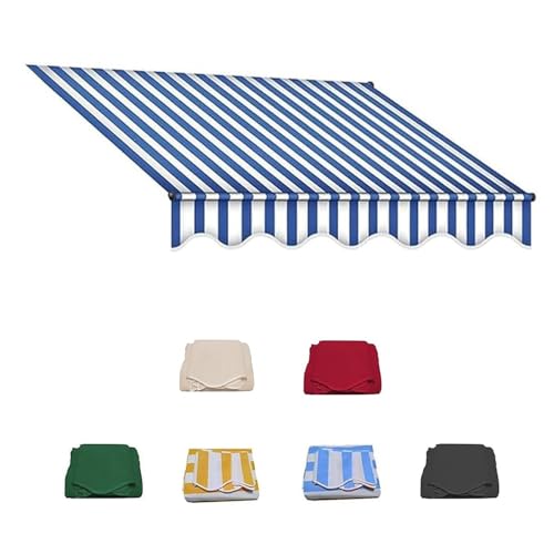 Wasserabweisender Markisenstoff Ersatz mit Volant, 4 x 3 m (13 x 10 Fuß), blaues Sonnenschutzmaterial für Gartenüberdachung, Außenabdeckung von Generisch