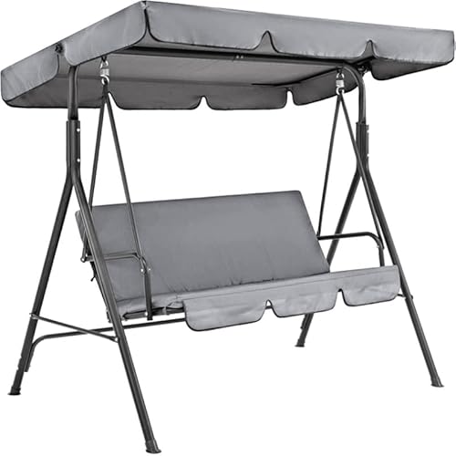 Wasserabweisendes Gartenschaukel-Ersatz-Sonnenschutz für 2- und 3-Sitzer-Schaukelstuhl (Größen: 190 x 132 x 15 cm & 150 x 50 x 10 cm), Farbe: Grau) von Generisch