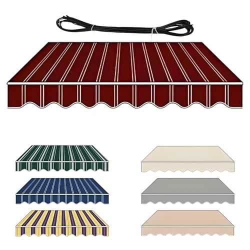 Wasserabweisendes Polyester-Ersatzgewebe für einziehbare Markisen, 4,9 x 3 m, Terrassenüberdachung, strapazierfähiges Segeltuch für Außenbereich, Terrasse, Terrasse, Hof, Rot von Generisch