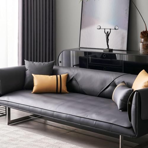 Wasserdicht Kunstleder Sofabezug für 1-4 Sitzer, rutschfest Haustier Sofaschoner Schwarz 90x260cm Ideal für Hunde Katzen und Haustiere von Generisch
