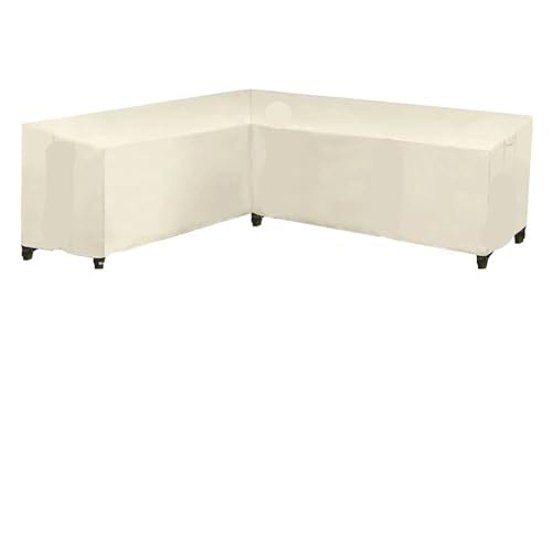 Wasserdichte 420D Oxford Gartenmöbelabdeckung – Terrassen-Ecksofa-Schutz für V- und L-Form 13 (250 x 250 cm, Beige) – langlebiger Schutz für den Außenbereich von Generisch