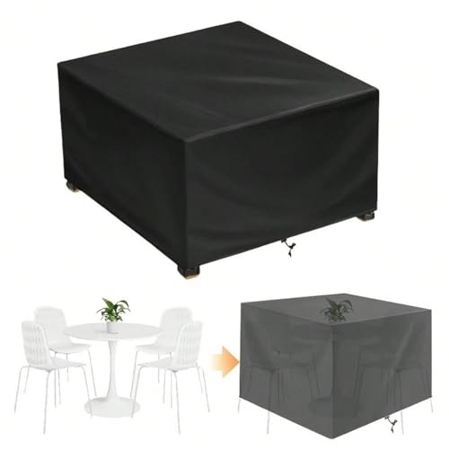 Wasserdichte 420D rechteckige Terrassenmöbel-Abdeckung, strapazierfähiges Oxford-Gewebe, 350 x 160 x 85 cm, Outdoor-Tisch und Stuhl-Set, Schutzfolie, robuste Gartenmöbelabdeckung von Generisch