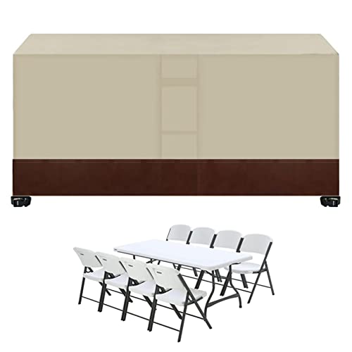 Wasserdichte Abdeckung für Gartenmöbel, 230 x 165 x 80 cm, 420D Oxford-Gewebe, für den Außenbereich, Terrassentisch und Liege, Schutz für Lüftungsschlitze, rechteckiges Design, Beigebraun von Generisch