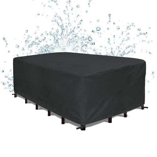 Wasserdichte Abdeckung für Gartenmöbel, 400 x 404 cm, UV-beständig, 420D-Oxford-Gewebe, langlebig, Lounge-Schutz, wetterfest, UV-beständig, strapazierfähig, 400 x 404 x 70 cm (L x B x H) von Generisch