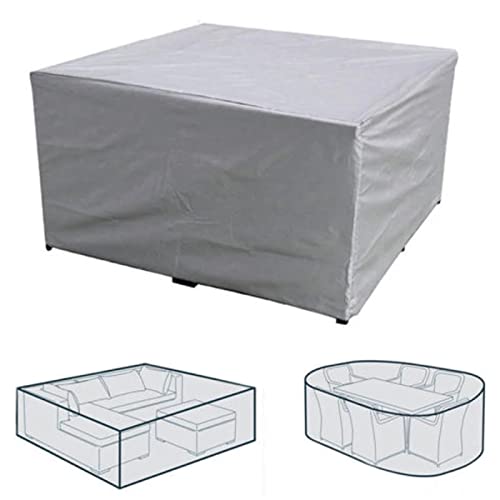 Wasserdichte Abdeckung für Terrassen-Gartenmöbel, strapazierfähig, 420D Oxford-Polyester, rechteckige Tischabdeckung, 140 x 140 x 85 cm, langlebiger Outdoor-Schutz, Silber von Generisch