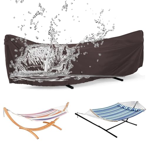 Wasserdichte Hängematten-Ersatzbezüge – Outdoor-Garten & Camping, Regenschutz für Doppel-Hängematten mit Ständer (Größe: 210D 370 x 140 x 93 cm, Farbe: Kaffee) von Generisch