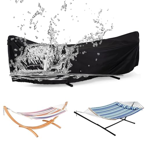 Wasserdichte Hängematten-Ersatzbezüge – strapazierfähiger Outdoor-Garten- und Camping-Regenschutz für Doppel-Hängematten mit Ständer (Größe: 210D-446 x 140 x 97 cm, Farbe: Schwarz) von Generisch