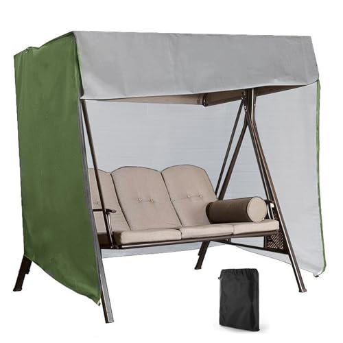 Wasserdichte Hollywoodschaukelabdeckung für 2- und 4-Sitzer, Gartenschaukelschutz, winddichte Abdeckung mit Schrumpfseil für Outdoor-Schaukelstühle (Größe: 220 x 125 x 170 cm, Farbe: Grün) von Generisch