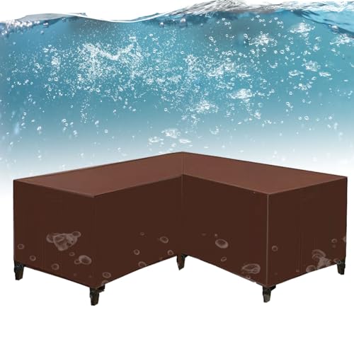 Wasserdichte L-förmige Gartenmöbelabdeckung, 250 x 250 x 100 cm, strapazierfähiges Oxford-Gewebe, Terrassenmöbelabdeckungen mit Lüftungsschlitzen, Ecksofa-Abdeckung für Gartenmöbel von Generisch