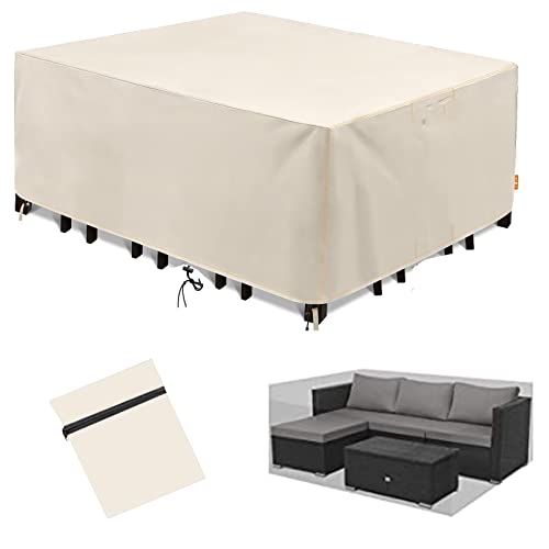 Wasserdichte NP Rechteckige Gartentischabdeckung - Weiß 230 x 110 x 70 cm Schwerlast 420D Oxford-Gewebe UV-beständiger Outdoor-Möbelschutz Langlebiger Tischschutz von Generisch