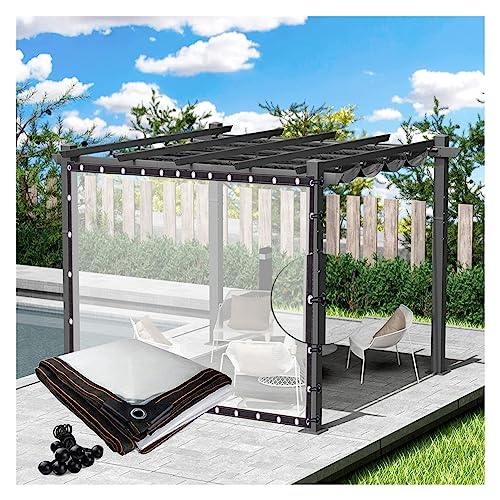 Wasserdichte Outdoor Abdeckplane Vorhänge für Balkon Dach Pergola Trennwand Transparent 1x1m Langlebiges wasserdichtes Material mit Ösen für einfache Montage von Generisch