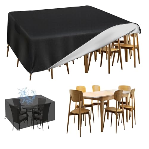 Wasserdichte Outdoor-Tischabdeckung, 340 x 290 x 85 cm, strapazierfähiger rechteckiger Gartenmöbelschutz für Stühle und Tische, robuste Gartenmöbelabdeckung Wasserdichte Outdoor-Tischabdeckung, 340 x 290 x 85 cm, strapazierfähiger rechteckiger Gartenmöbelschutz für Stühle und Tische, robuste Gartenmöbelabdeckung von Generisch