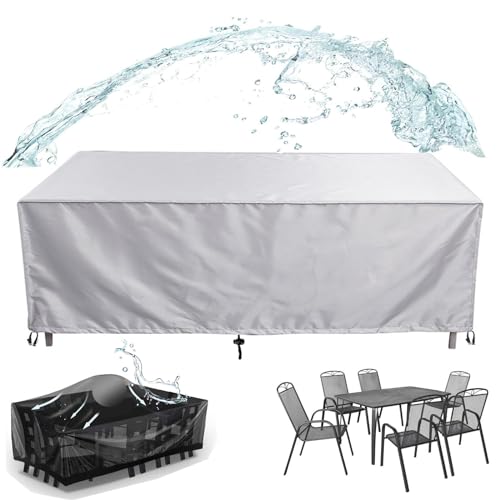 Wasserdichte Outdoor-Tischabdeckung – robuste Terrassenmöbelabdeckung für rechteckige Tische, wetterbeständiger Schutz vor Regen und Sonnenschäden, 260 x 190 x 100 cm von Generisch