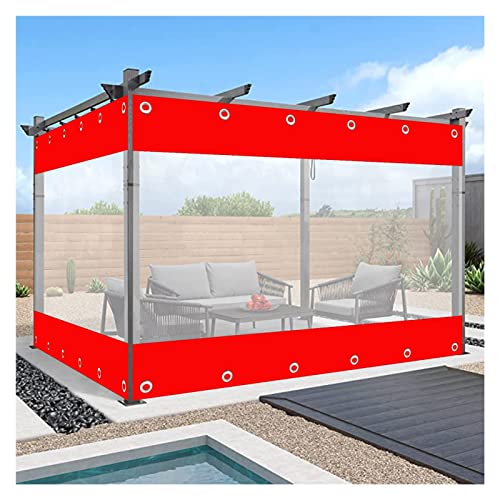 Wasserdichte Outdoor-Vorhänge, 650 g/m², transparente Pergola-Seitenteile mit Ösen, Windschutzscheibe für Garten, Terrasse, Pavillon, anpassbare Größe (2,2 x 2,5 m) von Generisch