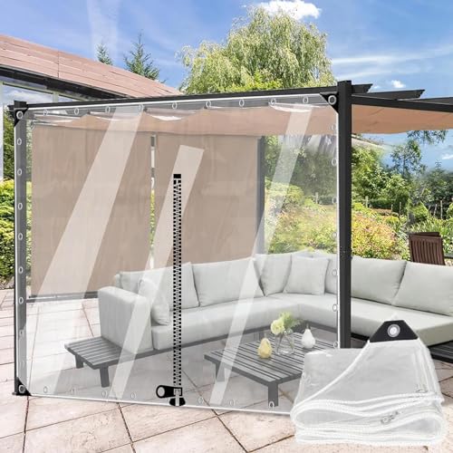 Wasserdichte PVC-Pavillon-Trennvorhänge mit Reißverschluss, transparente Paneele für Unterschlupf und Privatsphäre im Freien Wasserdichte PVC-Pavillon-Trennvorhänge mit Reißverschluss, transparente Paneele für Unterschlupf und Privatsphäre im Freien von Generisch