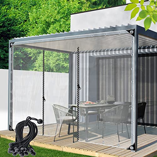 Wasserdichte Plane für den Außenbereich, mit Reißverschluss-Tür, strapazierfähige PVC-Platte für Pergola, Veranda, Pavillon, anpassbare Größe von Generisch
