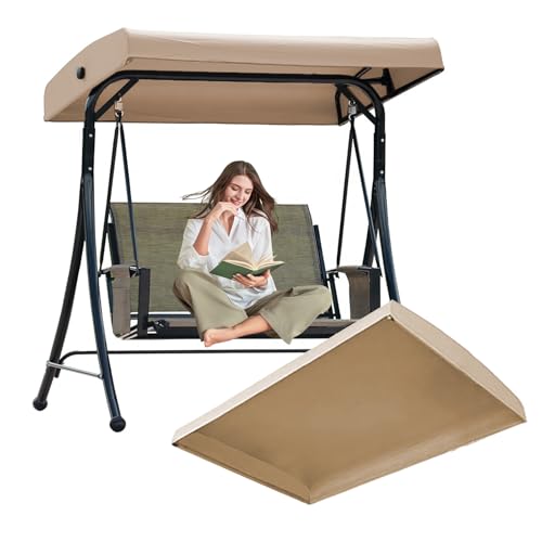 Wasserdichte Schaukelüberdachung Ersatzbezug, strapazierfähiges Polyester Outdoor Schatten für 2-3-Sitzer Gartenschaukel Terrasse Hängematte Top von Generisch