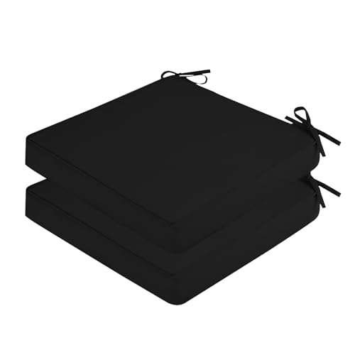 Wasserdichte Sitzkissen aus Memory-Schaum, quadratisch, mit Bändern, Grau, 50,8 x 50,8 x 5,1 cm, bequeme Terrassenmöbel-Kissen von Generisch