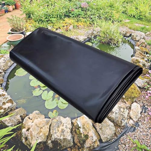 Wasserdichte Teichfolie aus hochdichtem Polyethylen, 3 x 4 m, 4 x 6 m, 5 x 7 m, 8 x 10 m, 10 x 12 m, feuchtigkeitsbeständige Membran für Außenteiche, Fischteiche, Springbrunnen und künstliche Seen von Generisch