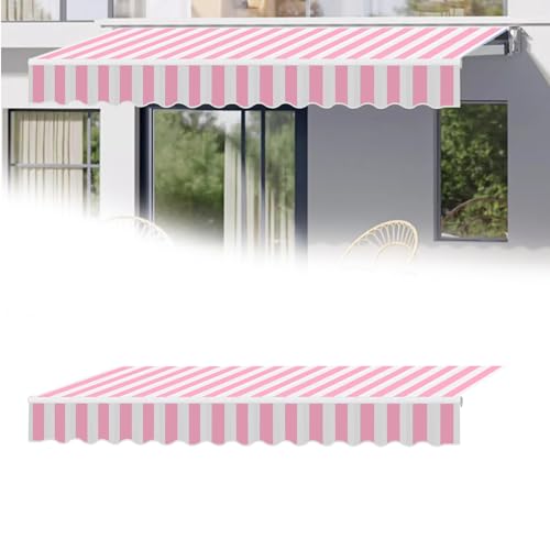 Wasserdichte Terrassenmarkise mit rosa Streifen – strapazierfähige Stoffabdeckung für Garten, Haus und gewerbliche Nutzung (6 x 3,5 m) – UV-Schutz und einfache Installation von Generisch