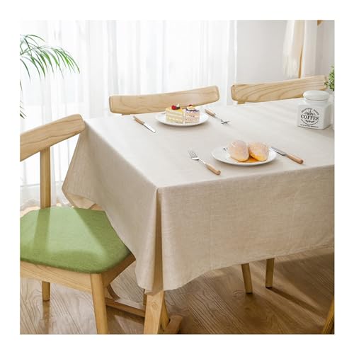 Wasserdichte Tischdecke, Beige, 130 x 130 cm, waschbar, Polyester-Leinen-Bezug für drinnen und draußen, Esstisch, elegante Tischdekoration, unverzichtbar von Generisch
