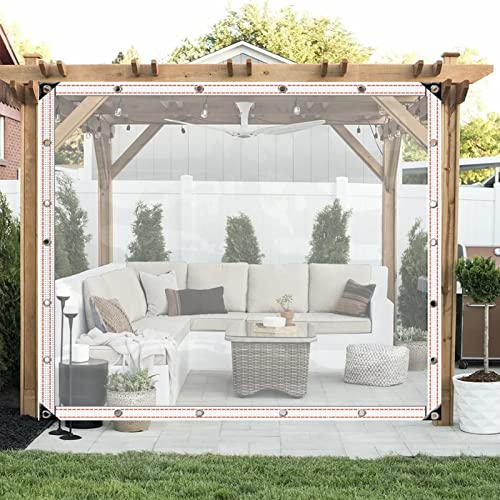 Wasserdichte Überdachung Plane mit Ösen Outdoor Vorhänge für Terrasse Balkon Gartenmöbel Abdeckung Wetterfeste Markise Transparent Pavillon Schatten UV Beständig Langlebig Plane von Generisch