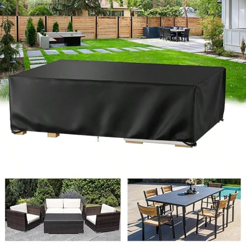 Wasserdichte UV-beständige Gartenmöbelabdeckung, 200 x 120 x 85 cm, 420D Oxford-Gewebe für Rattan-Tisch und Stuhl-Set, Outdoor-Schutz mit Kordelzug von Generisch