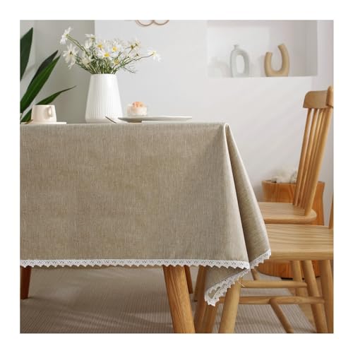 Wasserdichte rechteckige Tischdecke, 100 x 160 cm, Polyester mit elegantem Spitzenrand, perfekte einfarbige Tischdecke für Küche, Esszimmer, Picknick und Couchtisch Wasserdichte rechteckige Tischdecke, 100 x 160 cm, Polyester mit elegantem Spitzenrand, perfekte einfarbige Tischdecke für Küche, Esszimmer, Picknick und Couchtisch von Generisch