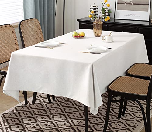 Wasserdichte rechteckige Tischdecke, 169,9 x 300 cm, Polyester, Bauernhaus-Tischdecke für Küche, Esszimmer und Partys, eleganter weißer dekorativer Stoff von Generisch