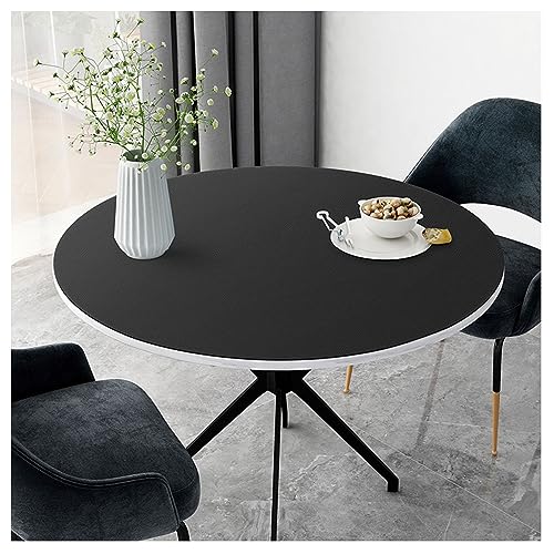 Wasserdichte runde Tischdecke aus Kunstleder, für Esszimmertisch, groß, Vinyl-Tischschutz, hitzebeständig, Couchtischmatte, abwischbar (120 cm, Schwarz) von Generisch