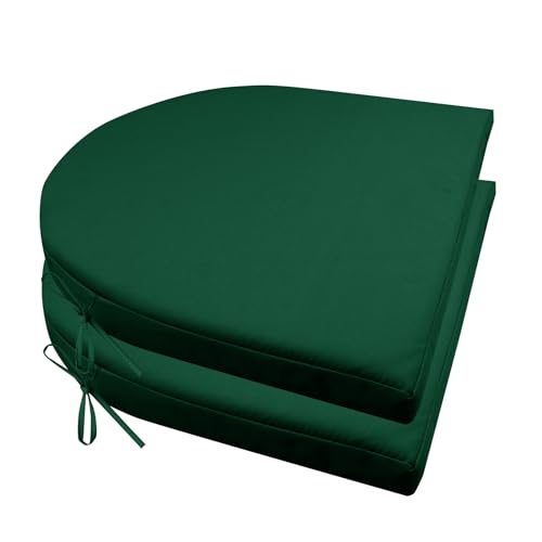 Wasserdichte rutschfeste Stuhlkissen, 2er-Pack, bequeme halbrunde Sitzpolster für Gartenmöbel oder Stühle, dunkelgrün, 40 x 40 x 4 cm, ideale Outdoor-Sitzlösung von Generisch