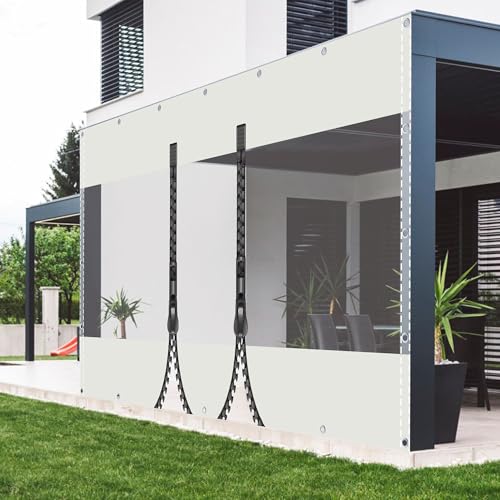 Wasserdichte transparente Abdeckplane, 2,4 x 3,6 m, mit Ösen und Reißverschluss, 0,5 mm dick, transparente PVC-Abdeckung für Pavillons, Balkone, Gärten, Gewächshäuser und Dächer von Haustierställen von Generisch