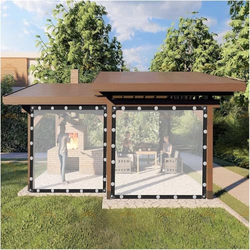 Wasserdichte transparente Plane für den Außenbereich – PVC-Terrassenüberdachung Seitenteile mit Ösen 150 x 250 cm für Pavillon, Veranda und Deckschutz von Generisch